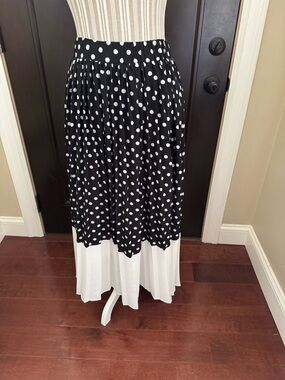 Pinko Black and White Polka Dot Layered Maxi Skirt